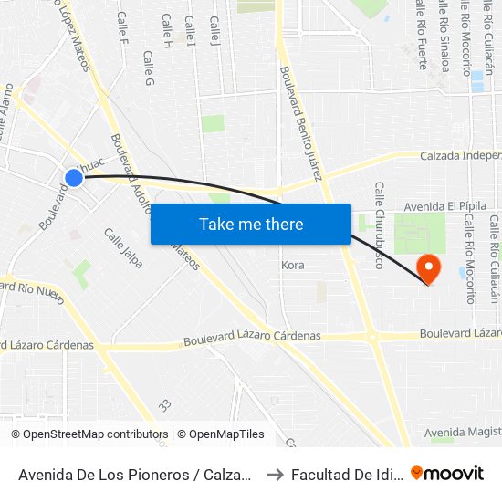 Avenida De Los Pioneros / Calzada Anáhuac to Facultad De Idiomas map