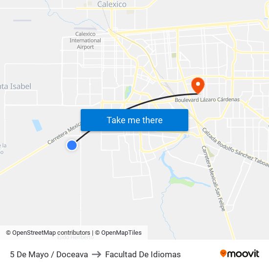 5 De Mayo / Doceava to Facultad De Idiomas map