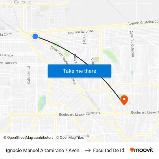 Ignacio Manuel Altamirano / Avenida Reforma to Facultad De Idiomas map