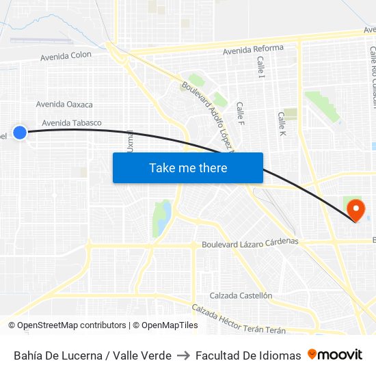 Bahía De Lucerna / Valle Verde to Facultad De Idiomas map