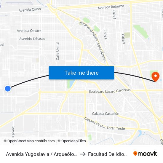 Avenida Yugoslavia / Arqueólogos to Facultad De Idiomas map