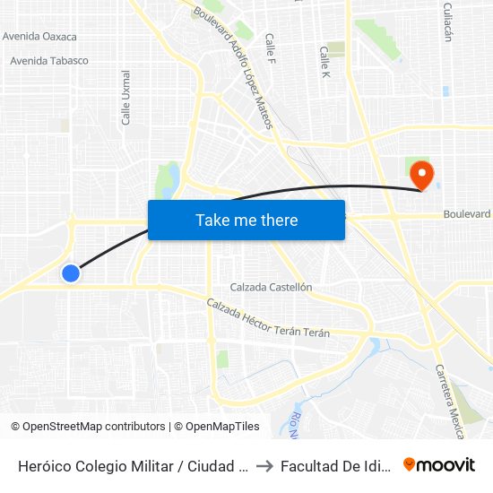 Heróico Colegio Militar / Ciudad Jiménez to Facultad De Idiomas map