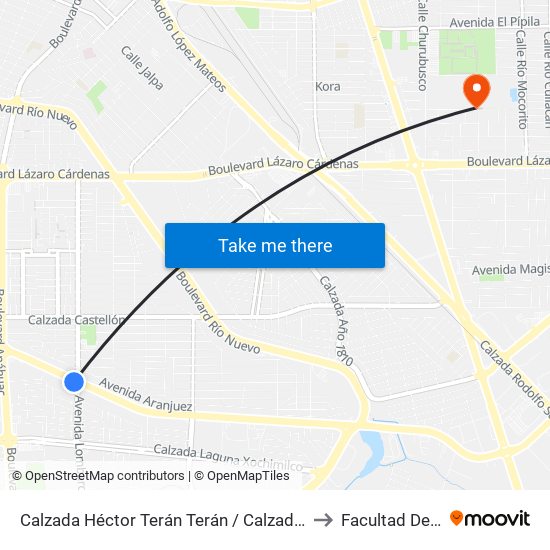 Calzada Héctor Terán Terán / Calzada Lombardo Toledano to Facultad De Idiomas map