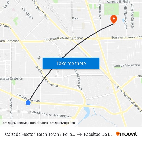 Calzada Héctor Terán Terán / Felipa De Arellano to Facultad De Idiomas map