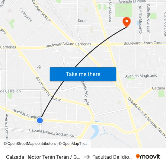 Calzada Héctor Terán Terán / Granada to Facultad De Idiomas map