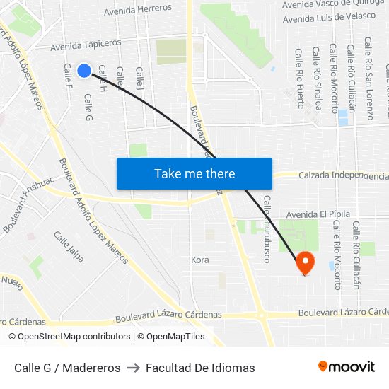 Calle G / Madereros to Facultad De Idiomas map