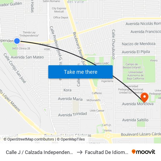 Calle J / Calzada Independencia to Facultad De Idiomas map