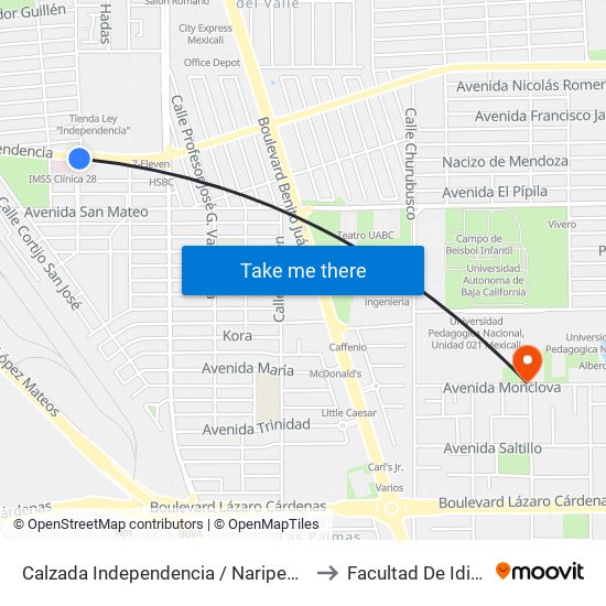 Calzada Independencia / Naripeo Cardone to Facultad De Idiomas map
