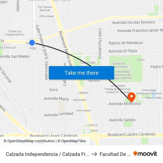 Calzada Independencia / Calzada Francisco Montejano to Facultad De Idiomas map