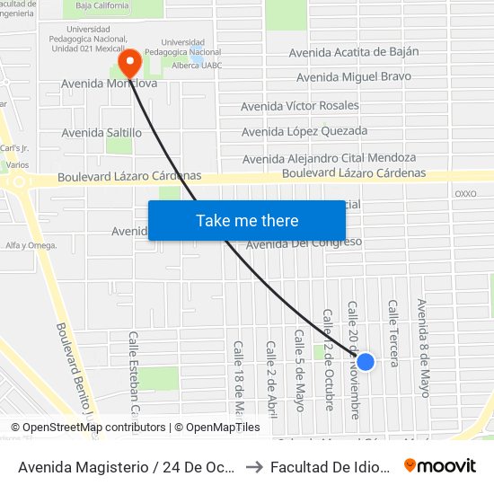 Avenida Magisterio / 24 De Octubre to Facultad De Idiomas map