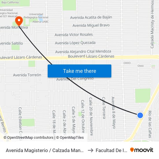 Avenida Magisterio / Calzada Manuel Gómez Morín to Facultad De Idiomas map