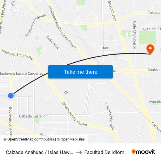 Calzada Anáhuac / Islas Hawaii to Facultad De Idiomas map