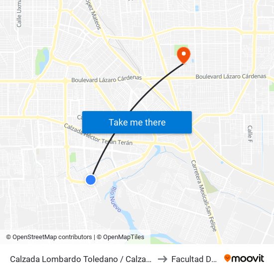 Calzada Lombardo Toledano / Calzada Manuel Gómez Morín to Facultad De Idiomas map