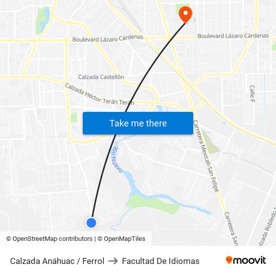 Calzada Anáhuac / Ferrol to Facultad De Idiomas map