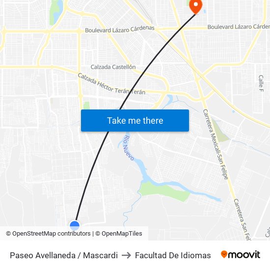 Paseo Avellaneda / Mascardi to Facultad De Idiomas map