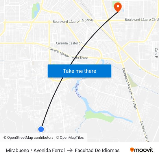 Mirabueno / Avenida Ferrol to Facultad De Idiomas map