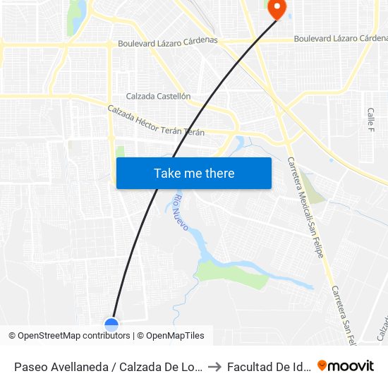 Paseo Avellaneda / Calzada De Los Monarcas to Facultad De Idiomas map
