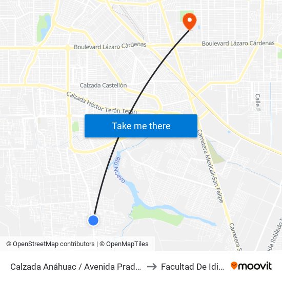 Calzada Anáhuac / Avenida Prado Del Rey to Facultad De Idiomas map