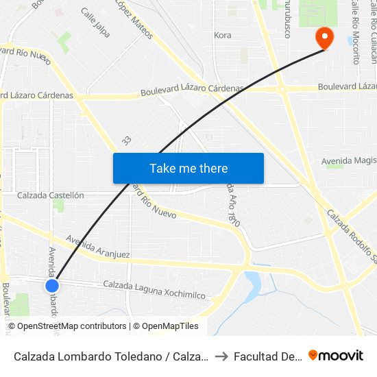Calzada Lombardo Toledano / Calzada Laguna Xochimilco to Facultad De Idiomas map