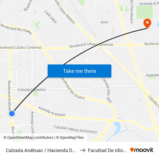 Calzada Anáhuac / Hacienda Del Real to Facultad De Idiomas map
