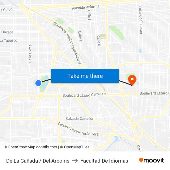De La Cañada / Del Arcoiris to Facultad De Idiomas map