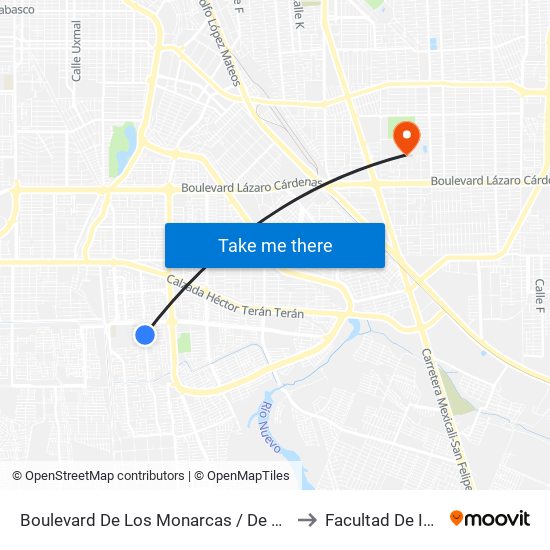 Boulevard De Los Monarcas / De Los Catalanes to Facultad De Idiomas map