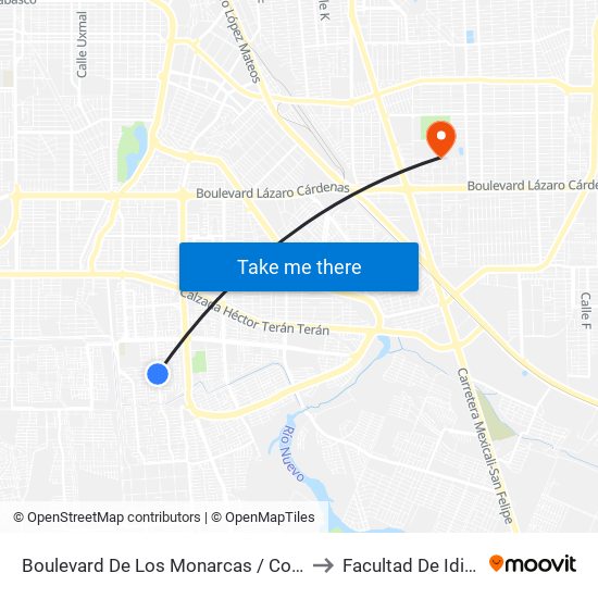 Boulevard De Los Monarcas / Corona Real to Facultad De Idiomas map