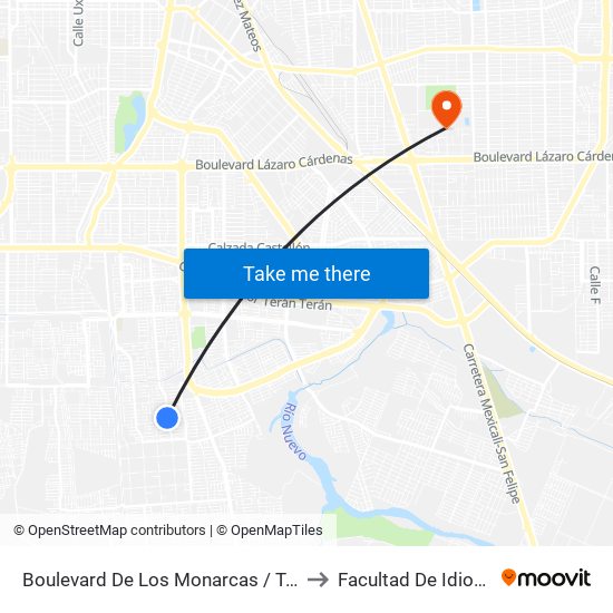 Boulevard De Los Monarcas / Tudela to Facultad De Idiomas map