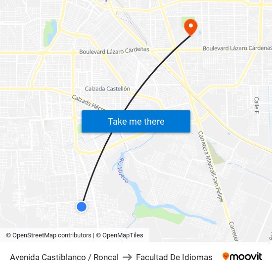 Avenida Castiblanco / Roncal to Facultad De Idiomas map