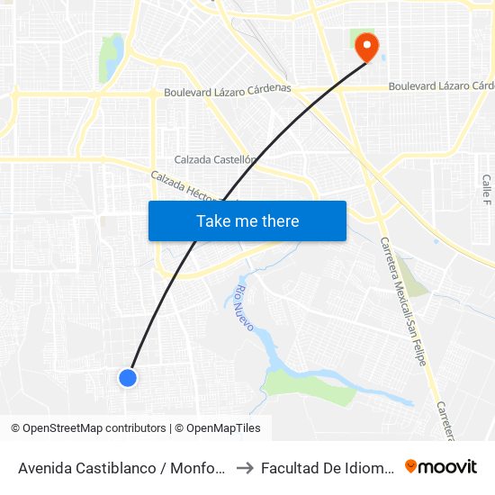 Avenida Castiblanco / Monforte to Facultad De Idiomas map