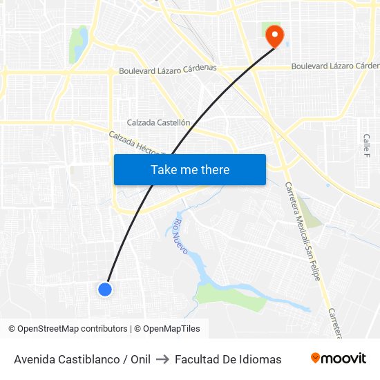 Avenida Castiblanco / Onil to Facultad De Idiomas map