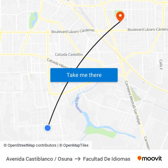 Avenida Castiblanco / Osuna to Facultad De Idiomas map