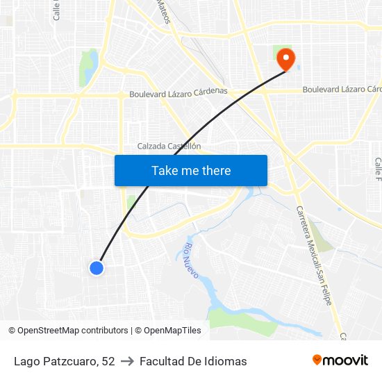 Lago Patzcuaro, 52 to Facultad De Idiomas map