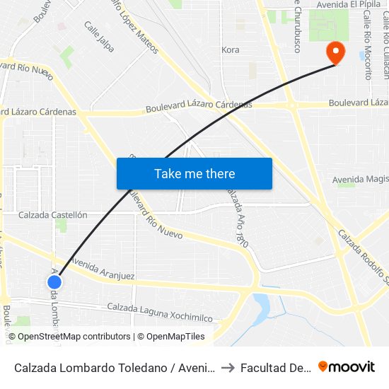 Calzada Lombardo Toledano / Avenida Hacienda Del Real to Facultad De Idiomas map