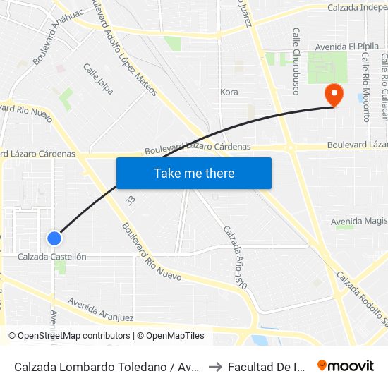 Calzada Lombardo Toledano / Avenida Gerona to Facultad De Idiomas map