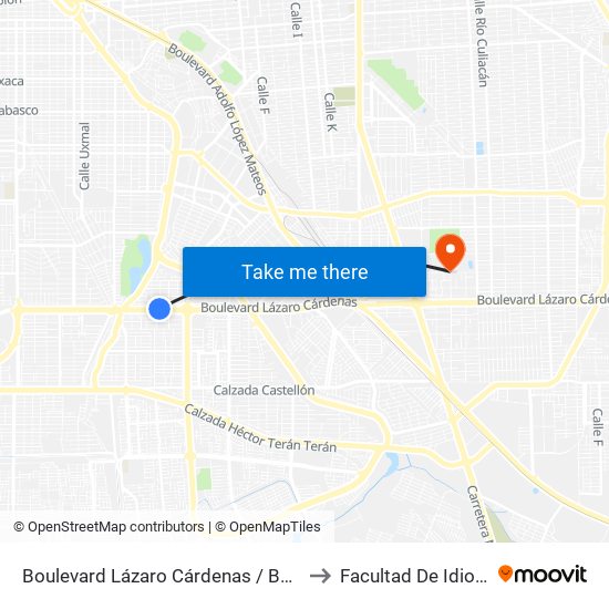 Boulevard Lázaro Cárdenas / Bal-Kach to Facultad De Idiomas map