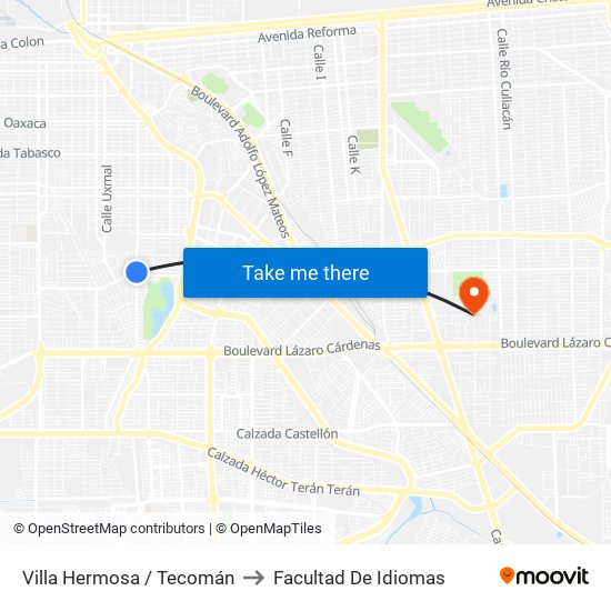 Villa Hermosa / Tecomán to Facultad De Idiomas map
