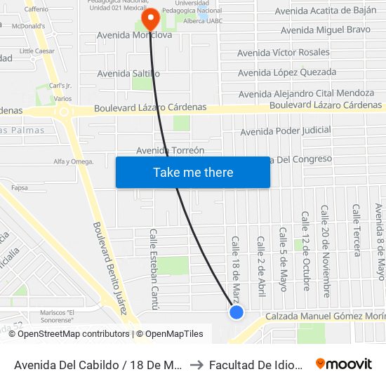 Avenida Del Cabildo / 18 De Marzo to Facultad De Idiomas map