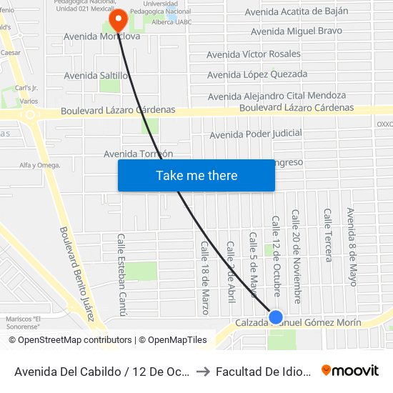 Avenida Del Cabildo / 12 De Octubre to Facultad De Idiomas map