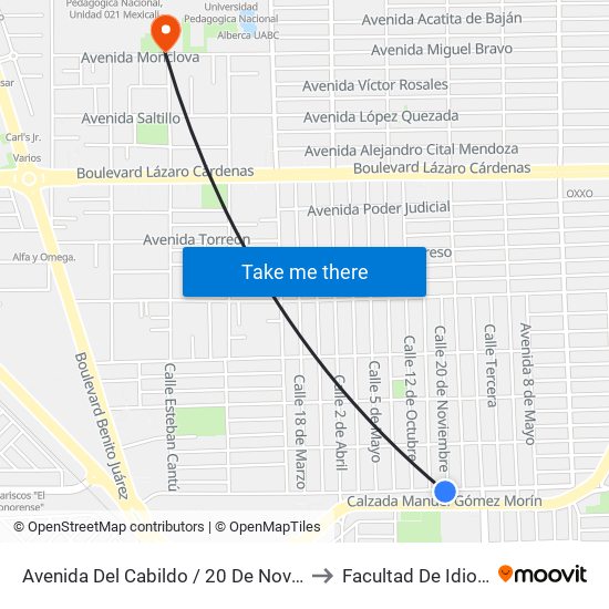 Avenida Del Cabildo / 20 De Noviembre to Facultad De Idiomas map