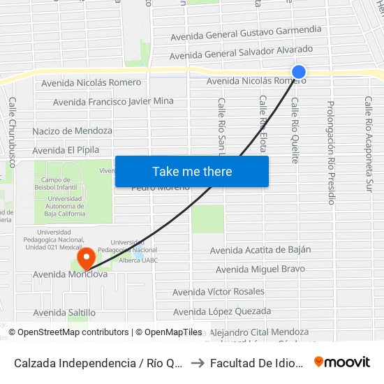 Calzada Independencia / Río Quelite to Facultad De Idiomas map