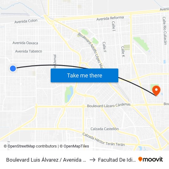Boulevard Luis Álvarez / Avenida Revolución to Facultad De Idiomas map