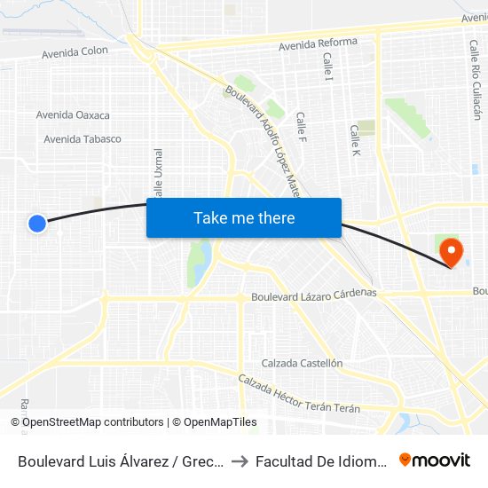 Boulevard Luis Álvarez / Grecia to Facultad De Idiomas map