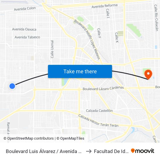 Boulevard Luis Álvarez / Avenida Arqueólogos to Facultad De Idiomas map