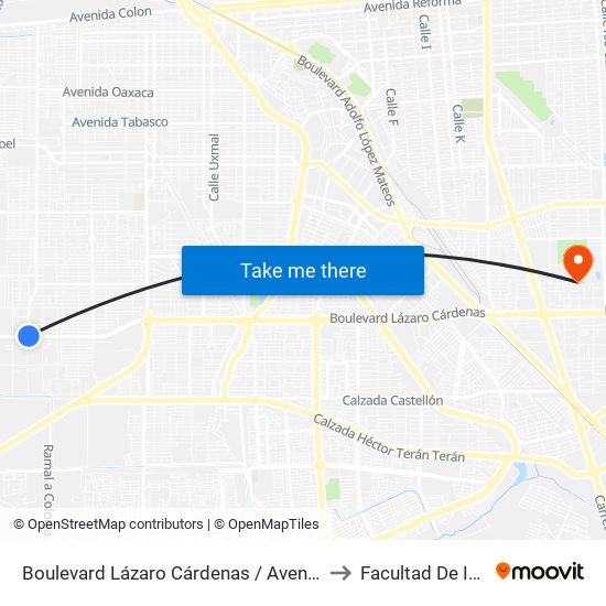 Boulevard Lázaro Cárdenas / Avenida Yugoslavia to Facultad De Idiomas map