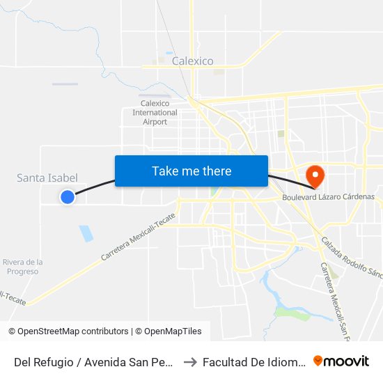 Del Refugio / Avenida San Pedro to Facultad De Idiomas map