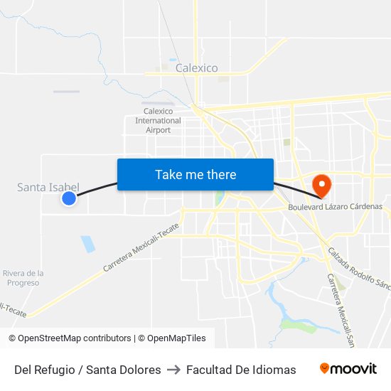 Del Refugio / Santa Dolores to Facultad De Idiomas map