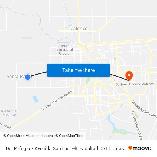 Del Refugio / Avenida Saturno to Facultad De Idiomas map