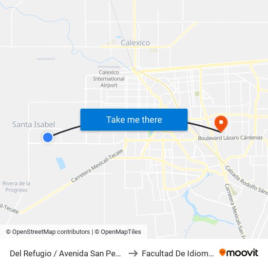 Del Refugio / Avenida San Pedro to Facultad De Idiomas map