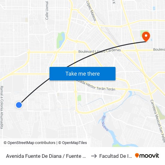 Avenida Fuente De Diana / Fuente De La Emperatriz to Facultad De Idiomas map